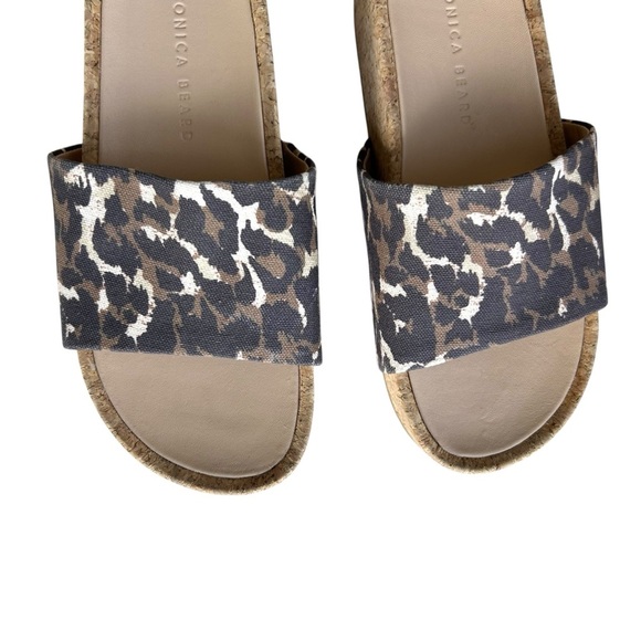 Veronica Beard Dresdyn Leopard Print Platform Slides Sz 6 Leather Cork Sandals - Picture 4 of 11